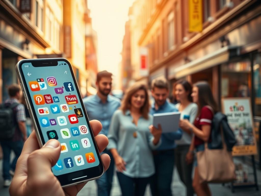 A vibrant, energetic scene depicting effective content for local businesses. In the foreground, a smartphone displaying various social media platforms and digital marketing tools. In the middle ground, a team of diverse professionals collaborating on a content strategy, surrounded by colorful icons and graphics. The background features a bustling city street, with storefronts and pedestrians, conveying the local, community-driven nature of the subject. The lighting is warm and inviting, creating a sense of productivity and innovation. The overall mood is one of creativity, engagement, and a focus on driving results for small, neighborhood-based enterprises. A vibrant, energetic scene depicting effective content for local businesses. In the foreground, a smartphone displaying various social media platforms and digital marketing tools. In the middle ground, a team of diverse professionals collaborating on a content strategy, surrounded by colorful icons and graphics. The background features a bustling city street, with storefronts and pedestrians, conveying the local, community-driven nature of the subject. The lighting is warm and inviting, creating a sense of productivity and innovation. The overall mood is one of creativity, engagement, and a focus on driving results for small, neighborhood-based enterprises.