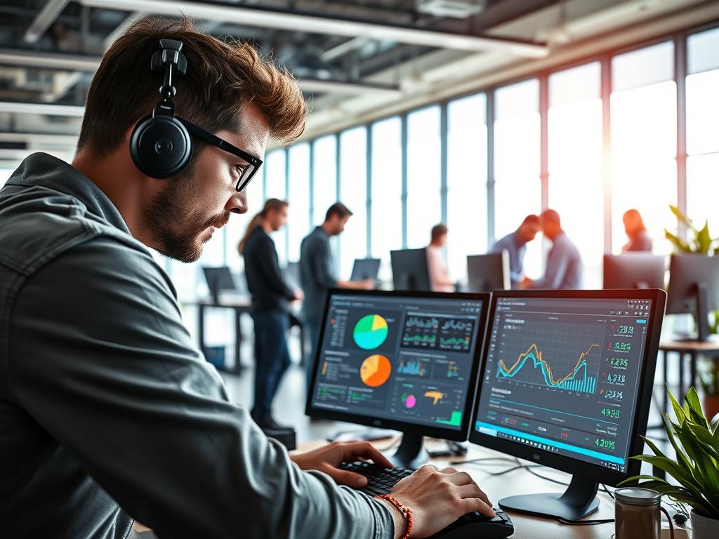 A vibrant and dynamic scene depicting the essential techniques for ensuring quality and performance in video game testing. In the foreground, a developer intently examines a computer monitor, their eyes focused on a series of performance metrics and analytics. In the middle ground, a team of testers collaborates, sharing insights and data as they optimize the game's performance. The background features a sleek, modern office space with large windows allowing natural light to flood the room, creating a sense of openness and productivity. The overall atmosphere conveys a well-organized, methodical, and technologically advanced approach to video game testing, perfectly capturing the spirit of the article's subject. A vibrant and dynamic scene depicting the essential techniques for ensuring quality and performance in video game testing. In the foreground, a developer intently examines a computer monitor, their eyes focused on a series of performance metrics and analytics. In the middle ground, a team of testers collaborates, sharing insights and data as they optimize the game's performance. The background features a sleek, modern office space with large windows allowing natural light to flood the room, creating a sense of openness and productivity. The overall atmosphere conveys a well-organized, methodical, and technologically advanced approach to video game testing, perfectly capturing the spirit of the article's subject.