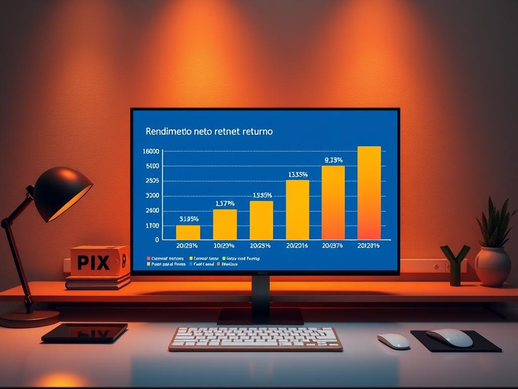 A vibrant bar chart displayed on a modern, minimalist desk, illuminated by warm, directional lighting. The chart depicts the "rendimiento neto" or net return, showcasing financial data relevant to investments in CETES and index funds in Mexico. The visualization is clean and easy to interpret, with clear labels and a color scheme that enhances readability. The overall scene conveys a sense of professionalism and attention to detail, suitable for an article discussing the tax implications of these financial products. A vibrant bar chart displayed on a modern, minimalist desk, illuminated by warm, directional lighting. The chart depicts the "rendimiento neto" or net return, showcasing financial data relevant to investments in CETES and index funds in Mexico. The visualization is clean and easy to interpret, with clear labels and a color scheme that enhances readability. The overall scene conveys a sense of professionalism and attention to detail, suitable for an article discussing the tax implications of these financial products.
