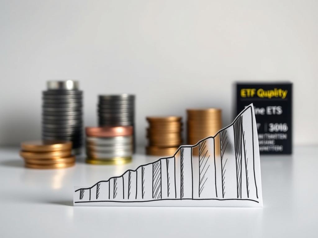 A well-curated portfolio of long-term ETFs against a sleek, minimalist background. In the foreground, a hand-drawn chart shows the growth trajectory of diversified ETF holdings over time. Subtle lighting casts a warm, professional glow, highlighting the precision and care taken in selecting these investments. The composition conveys a sense of financial security and confidence, perfectly suited to illustrate the "How to Select Quality Long-Term ETFs" section of the article on investing in the stock market and ETFs. A well-curated portfolio of long-term ETFs against a sleek, minimalist background. In the foreground, a hand-drawn chart shows the growth trajectory of diversified ETF holdings over time. Subtle lighting casts a warm, professional glow, highlighting the precision and care taken in selecting these investments. The composition conveys a sense of financial security and confidence, perfectly suited to illustrate the "How to Select Quality Long-Term ETFs" section of the article on investing in the stock market and ETFs.
