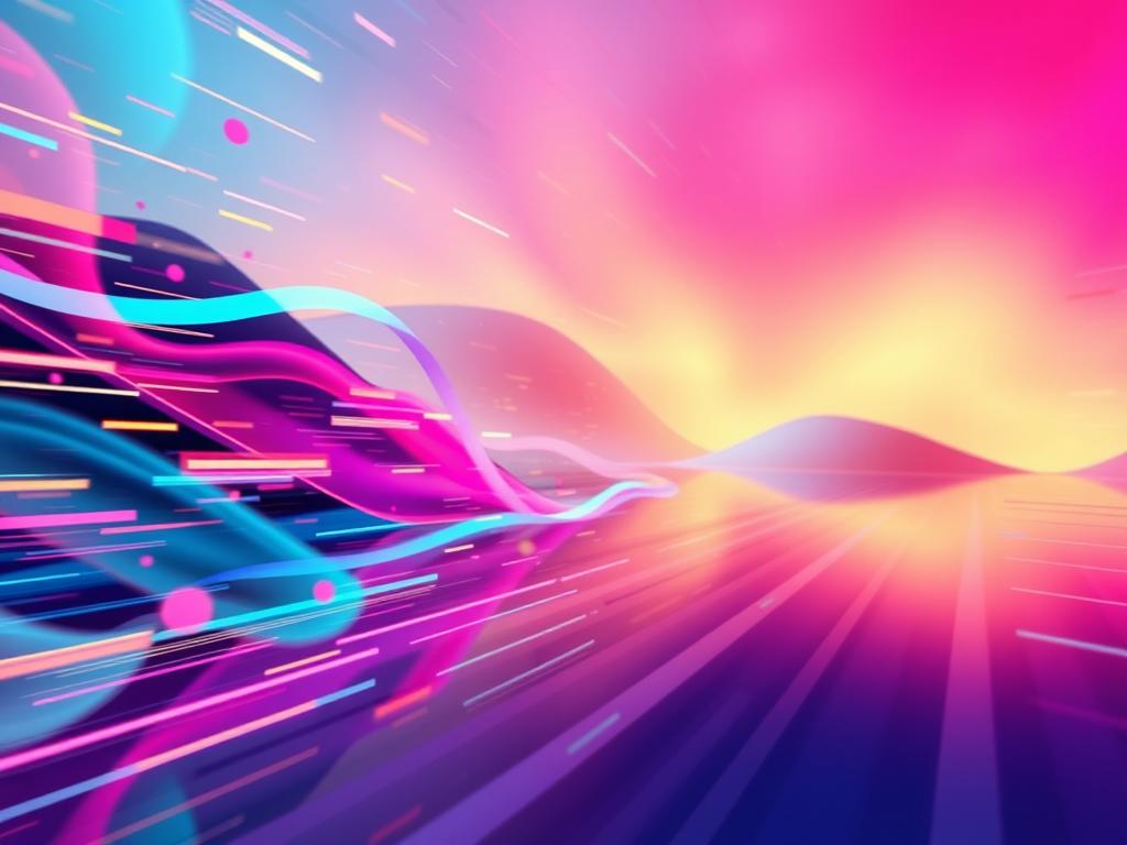 A dynamic and vibrant digital landscape with fluid, fast-moving elements representing the rapid pacing of social media content. In the foreground, a kinetic display of colorful abstract shapes, lines, and particles mimicking the movement of video clips and stories. In the middle ground, a glossy, reflective surface suggesting the polished, high-production feel of influencer content. The background features a soft, hazy gradient of warm and cool tones, evoking the immersive, captivating nature of an engaging social media feed. Cinematic lighting casts dramatic shadows and highlights, heightening the sense of energy and immediacy. The overall composition conveys the fast-paced, visually striking nature of modern social media content creation and consumption.
