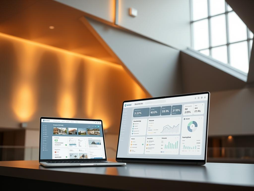 A modern, secure digital real estate platform with a clean, minimalist aesthetic. In the foreground, a sleek, responsive web interface showcases user-friendly tools for researching, evaluating, and transacting online real estate investments. The middle ground features an intuitive dashboard displaying key metrics, analytics, and a secure transaction flow. In the background, a geometric architectural pattern conveys a sense of stability, reliability, and trust. Warm, natural lighting casts a welcoming glow, while a muted color palette of grays, whites, and blues evokes a professional, trustworthy atmosphere. The overall composition suggests a seamless, end-to-end digital real estate investment experience. A modern, secure digital real estate platform with a clean, minimalist aesthetic. In the foreground, a sleek, responsive web interface showcases user-friendly tools for researching, evaluating, and transacting online real estate investments. The middle ground features an intuitive dashboard displaying key metrics, analytics, and a secure transaction flow. In the background, a geometric architectural pattern conveys a sense of stability, reliability, and trust. Warm, natural lighting casts a welcoming glow, while a muted color palette of grays, whites, and blues evokes a professional, trustworthy atmosphere. The overall composition suggests a seamless, end-to-end digital real estate investment experience.