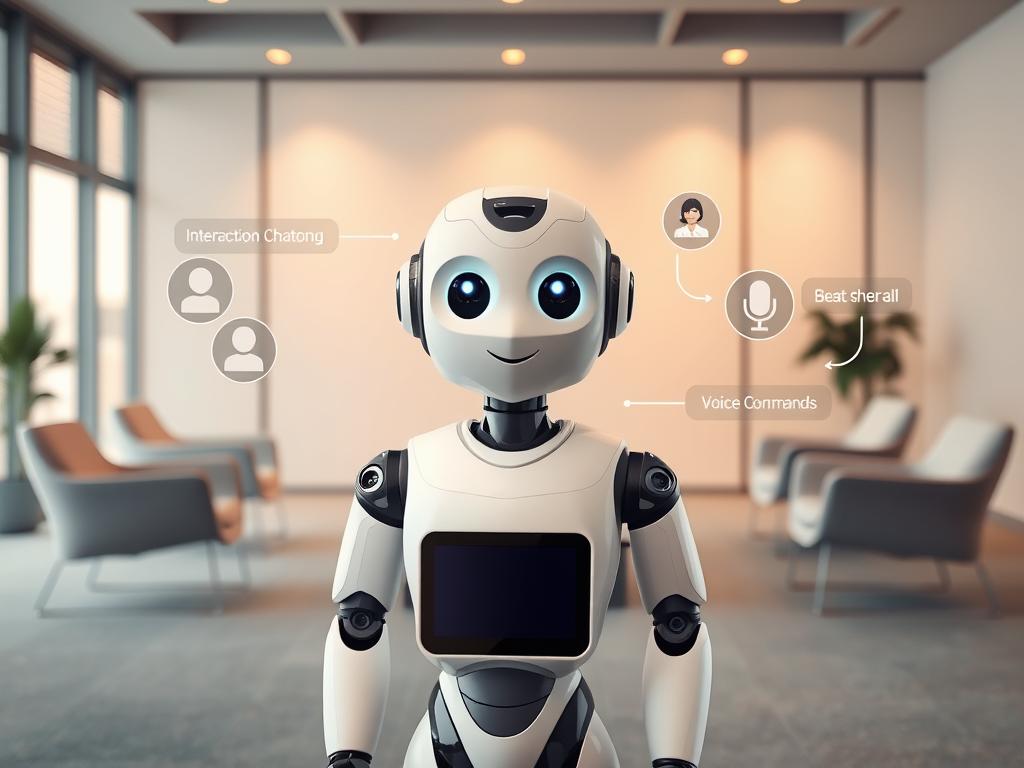 A multimodal chatbot, with an elegant and intuitive user interface, stands in the foreground. The chatbot's avatar has a friendly, approachable expression, inviting the user to engage in natural conversation. The middle ground showcases various interaction modes, including a video call, image sharing, and voice commands, all seamlessly integrated into the chatbot experience. The background depicts a modern, minimalist office setting, with sleek furniture and large windows that let in warm, diffused lighting, creating a calming and professional atmosphere. The overall scene conveys the power of multimodal communication, where the chatbot effortlessly adapts to the user's preferred interaction method, delivering a personalized and efficient customer service experience. A multimodal chatbot, with an elegant and intuitive user interface, stands in the foreground. The chatbot's avatar has a friendly, approachable expression, inviting the user to engage in natural conversation. The middle ground showcases various interaction modes, including a video call, image sharing, and voice commands, all seamlessly integrated into the chatbot experience. The background depicts a modern, minimalist office setting, with sleek furniture and large windows that let in warm, diffused lighting, creating a calming and professional atmosphere. The overall scene conveys the power of multimodal communication, where the chatbot effortlessly adapts to the user's preferred interaction method, delivering a personalized and efficient customer service experience.