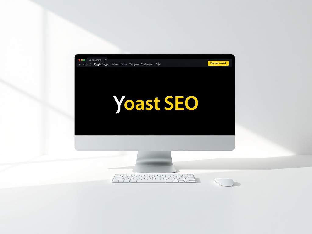 A sleek, modern WordPress interface with the Yoast SEO plugin prominently displayed in the center. The plugin's iconic yellow and black color scheme stands out against a clean, minimalist background. Soft, directional lighting casts gentle shadows, highlighting the plugin's key features and settings. The composition emphasizes the plugin's importance in on-page SEO optimization, conveying a sense of professionalism and efficiency. The overall mood is one of clarity, precision, and the power of effective website optimization.