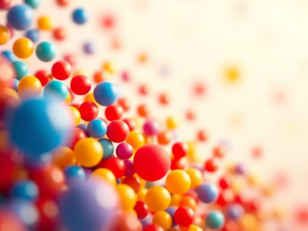 A vibrant and engaging composition depicting various shades of "puntos" (dots) in a dynamic and abstract arrangement. In the foreground, larger, multi-colored dots in vivid hues like blue, red, and yellow are prominently featured, suggesting action and allure. The middle layer comprises smaller dots that gradually fade in color, creating depth and movement, symbolizing the progression of earning rewards. In the background, a soft gradient of pastel colors provides a calming atmosphere, enhancing the overall sense of focus and motivation. Soft, diffused lighting creates a bright yet welcoming ambiance, with a slight bokeh effect to draw attention to the foreground. The image conveys a sense of excitement and purpose, reflecting a positive journey towards goal achievement.